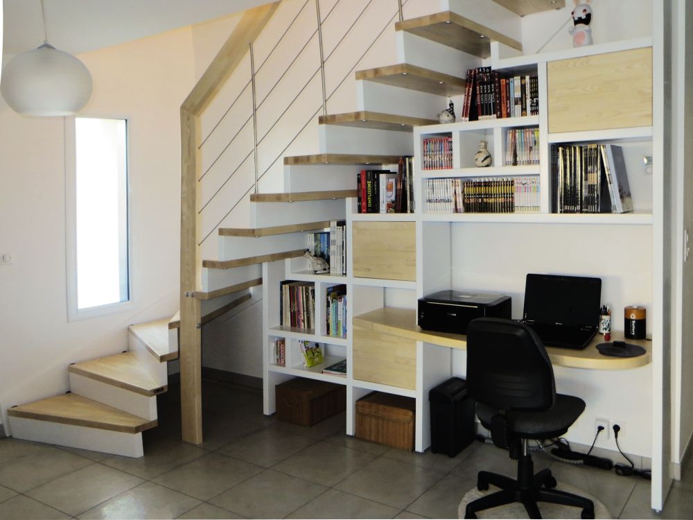 Escalier avec rangement - bibliothèque | Treppenmeister
